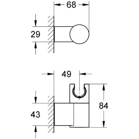 Grohe Rainshower® Wall Hand Shower Holder, Chrome (27055000) 4 Grohe Rainshower® Wall Hand Shower Holder, Chrome (27055000) - Image 2