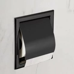 MUFF Matte Black Recessed Toilet Paper Roll Holder, Stainless Steel Tissue Paper Holder Storage Box Wall Mount For Bathroom -Comfort Bathroom Store 54685577 5