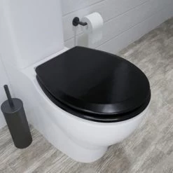 Croydex Lene Wood Flexi-Fix Seat Matt Black -Comfort Bathroom Store 54819376 5