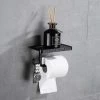 LITZEE Toilet Paper Holder Bathroom Accessories Space Aluminum Tissue Mobile Paper Roll Holder Wall Mount Rustproof Vintage Style Black -Comfort Bathroom Store 54902493 1