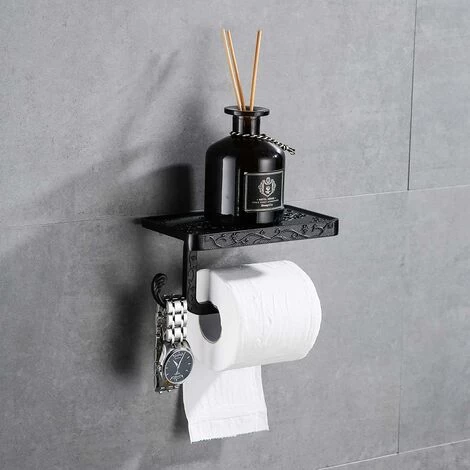 LITZEE Toilet Paper Holder Bathroom Accessories Space Aluminum Tissue Mobile Paper Roll Holder Wall Mount Rustproof Vintage Style Black 3 LITZEE Toilet Paper Holder Bathroom Accessories Space Aluminum Tissue Mobile Paper Roll Holder Wall Mount Rustproof Vintage Style Black