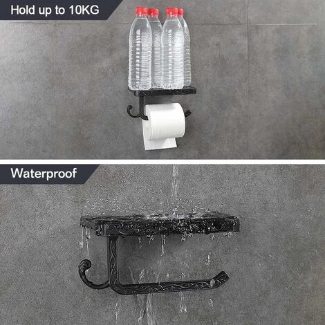 LITZEE Toilet Paper Holder Bathroom Accessories Space Aluminum Tissue Mobile Paper Roll Holder Wall Mount Rustproof Vintage Style Black 4 LITZEE Toilet Paper Holder Bathroom Accessories Space Aluminum Tissue Mobile Paper Roll Holder Wall Mount Rustproof Vintage Style Black - Image 2