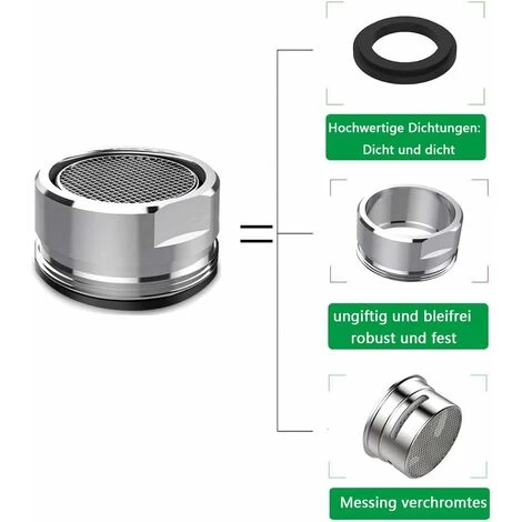 LITZEE M24 Aerator Tap Sieve Insert External Thread Mixer Nozzle With Stainless Steel Filter Including Chrome Mixer Nozzle Wrench For Taps Pack Of 5 5 LITZEE M24 Aerator Tap Sieve Insert External Thread Mixer Nozzle With Stainless Steel Filter Including Chrome Mixer Nozzle Wrench For Taps Pack Of 5 - Image 3