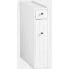 VonHaus White Bathroom Storage Unit - Slim Bathroom Cabinet, Narrow Freestanding Bathroom Organiser With Drawer & Slideout Shelf, Ideal For Cleaning & Toilet Products