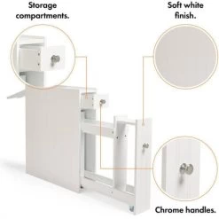 VonHaus White Bathroom Storage Unit - Slim Bathroom Cabinet, Narrow Freestanding Bathroom Organiser With Drawer & Slideout Shelf, Ideal For Cleaning & Toilet Products -Comfort Bathroom Store 54925213 5