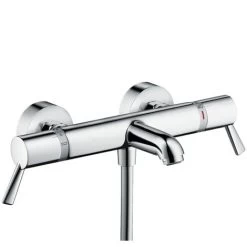 Hansgrohe Ecostat Thermostatic Bath Mixer Comfort Care For Exposed Installation With Extra Long Handles, Chrome (13115000)