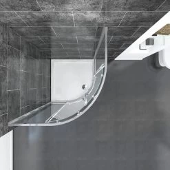 ELEGANT 800 X 800 Mm Quadrant Sliding Door Waterproof Shower Cubicle 6mm Walk In Tempered Glass Wet Room -Comfort Bathroom Store 55298459 3