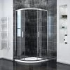 ELEGANT 6mm Easy Clean Safety Tempered Glass 800x800mm Sliding Corner Entry Quadrant Shower Enclosure With Tray And Waste Trap