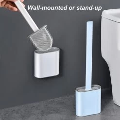 MUFF Toilet Brush & Holders，Silicone Toilet Brush，Deep Cleaner Toilet Brushes & Holders Blue -Comfort Bathroom Store 55623705 4