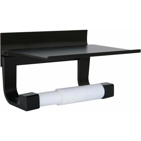 Toilet Roll Holder With Shelf Aluminyo Wall Mounted Adhesive Glue And Drilling Screws For Bathroom(Black) 3 Toilet Roll Holder With Shelf Aluminyo Wall Mounted Adhesive Glue And Drilling Screws For Bathroom(Black)