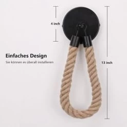 Toilet Paper Holder, Hemp Rope Towel Holder For Bathroom And Kitchen Bathroom Paper Holder Toilet Roll Holder (Black) -Comfort Bathroom Store 55651353 3