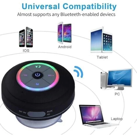 Bluetooth Shower Speaker, IPX7 Waterproof Mini Speaker,Portable Outdoor Wireless Speaker,Fully Waterproof FM Radio,Perfect For Shower, Bike, Hike, 4 Bluetooth Shower Speaker, IPX7 Waterproof Mini Speaker,Portable Outdoor Wireless Speaker,Fully Waterproof FM Radio,Perfect For Shower, Bike, Hike, - Image 2