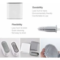Flat Silicone Toilet Brush - Toilet Brush And Holders, Anti-Drip, Antibacterial, Ventilated Toilet Brush, Quick Drying Odorless, Toilet Brush Wall/Floor Mounted, Bathroom And Toilet White 10 Flat Silicone Toilet Brush - Toilet Brush And Holders, Anti-Drip, Antibacterial, Ventilated Toilet Brush, Quick Drying Odorless, Toilet Brush Wall/Floor Mounted, Bathroom And Toilet White -Comfort Bathroom Store 55651651 4