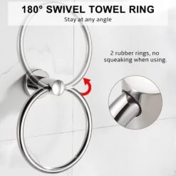 Contemporary Style Towel Ring In Chrome Plated 304 Stainless Steel -Comfort Bathroom Store 55652371 3