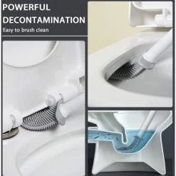 MUFF Toilet Brush And Stand Set, Wall Mounted, Silicone Toilet Brush, Drip Resistant With Base (Black) -Comfort Bathroom Store 55854676 4