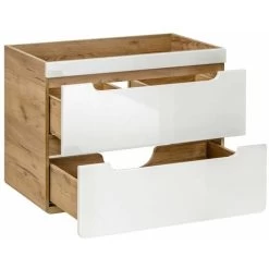 Bathroom 800 80cm Vanity Unit Wall Cabinet Compact Drawers White Gloss Oak Arub -Comfort Bathroom Store 56371465 3