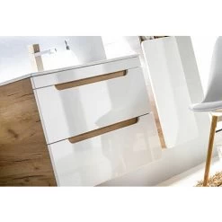 Bathroom 800 80cm Vanity Unit Wall Cabinet Compact Drawers White Gloss Oak Arub -Comfort Bathroom Store 56371465 4