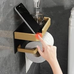 MUFF Toilet Paper Holder, Light Luxury Toilet Paper Holder, Mobile Phone Rack (black) 9 MUFF Toilet Paper Holder, Light Luxury Toilet Paper Holder, Mobile Phone Rack (black) -Comfort Bathroom Store 56403322 3