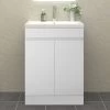 500mm White Floor Standing Bathroom Vanity Unit With Basin - 2 Doors