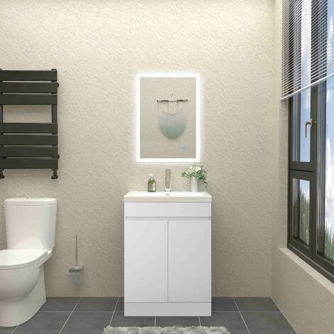 500mm White Floor Standing Bathroom Vanity Unit With Basin - 2 Doors 4 500mm White Floor Standing Bathroom Vanity Unit With Basin - 2 Doors - Image 2