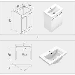 500mm White Floor Standing Bathroom Vanity Unit With Basin - 2 Doors 11 500mm White Floor Standing Bathroom Vanity Unit With Basin - 2 Doors -Comfort Bathroom Store 56621438 5