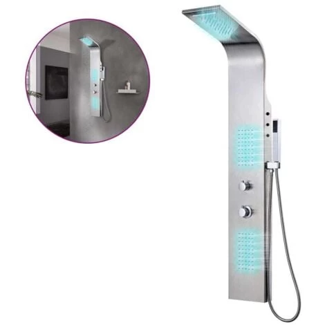 Shower Panel System Stainless Steel Curved VidaXL 3 Shower Panel System Stainless Steel Curved VidaXL