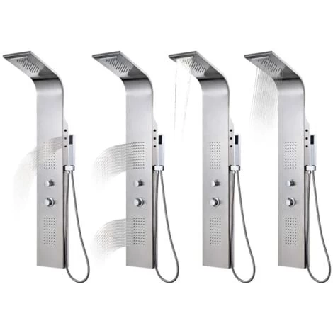 Shower Panel System Stainless Steel Curved VidaXL 6 Shower Panel System Stainless Steel Curved VidaXL - Image 4