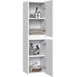 Bathroom Tall Cabinet Wall Hung Storage Furniture Gloss White 1200mm -Comfort Bathroom Store 57770756 3