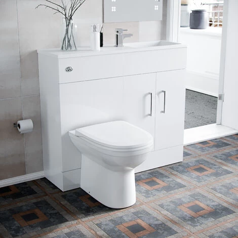 1000mm Slimline Floorstanding Vanity Basin And BTW Combo Unit White - Flat Pack 3 1000mm Slimline Floorstanding Vanity Basin And BTW Combo Unit White - Flat Pack