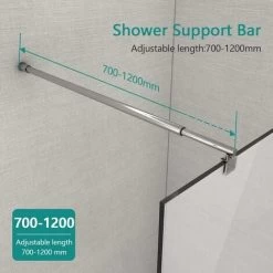 EMKE 700mm To 1200mm Adjustable Telescopic Length Bar Support Bar Stainless Steel Chrome Round Shape For Wet Room Shower Screen Walk In Shower Enclosure, Fits Thickness 8-10mm Glass -Comfort Bathroom Store 57870716 3