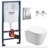 Grohe Toilet Set Frame + Swiss Aqua Technologies Infinitio Rimless WC , Invisible Fixing + Chrome Flush Plate (RapidSL-Infinitio-1) -Comfort Bathroom Store 58049125 1