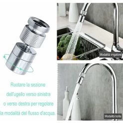 360° Swivel Faucet Aerator Brass 2 Mode Adjustable Kitchen Faucet Filter Bubbler With Nozzle Adapter - For Faucets With M22 External Thread Nozzle Or M24 Internal Thread -Comfort Bathroom Store 58057157 4