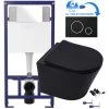 Matt Black Rimless ECO Wall Hung Toilet Pan, Seat & 1.12m Concealed WC 3-in-1 Cistern Frame Inc. Flush Plate -Comfort Bathroom Store 58225457 1