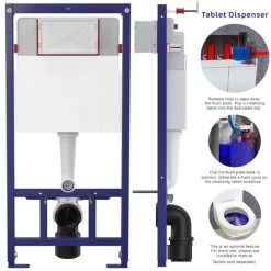 Matt Black Rimless ECO Wall Hung Toilet Pan, Seat & 1.12m Concealed WC 3-in-1 Cistern Frame Inc. Flush Plate -Comfort Bathroom Store 58225457 3