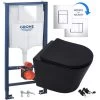 Matt Black Rimless ECO Wall Hung Toilet Pan, Seat & GROHE 38772001 Rapid 1.13m SL 3-in-1 WC Cistern Frame Inc. Plate 1 Matt Black Rimless ECO Wall Hung Toilet Pan, Seat & GROHE 38772001 Rapid 1.13m SL 3-in-1 WC Cistern Frame Inc. Plate -Comfort Bathroom Store 58225458 1