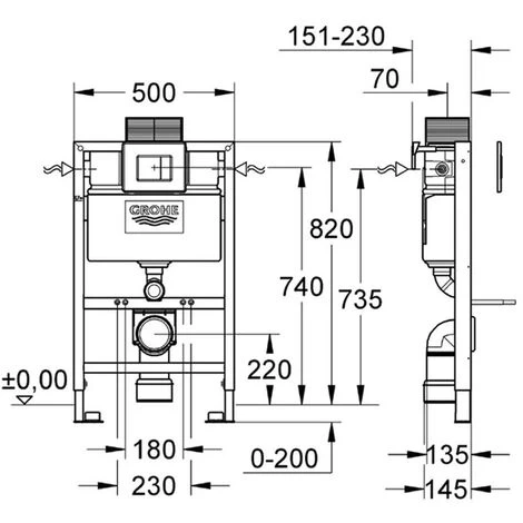 Matt Black Rimless ECO Wall Hung Toilet Pan, Seat & GROHE 38773000 Rapid 0.82m SL 3-in-1 Low Height WC Cistern Frame Inc. Plate 7 Matt Black Rimless ECO Wall Hung Toilet Pan, Seat & GROHE 38773000 Rapid 0.82m SL 3-in-1 Low Height WC Cistern Frame Inc. Plate - Image 5