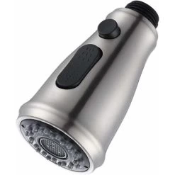 Kitchen Tap Spray Head, 3 Modes Taps Aerator With Control Button Anti-Splash Universal G 1/2 Pull Out Sink Tap Sprayer Attachment Water Saving, Nickel Brushed