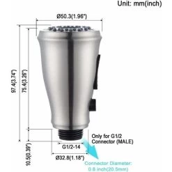 Kitchen Tap Spray Head, 3 Modes Taps Aerator With Control Button Anti-Splash Universal G 1/2 Pull Out Sink Tap Sprayer Attachment Water Saving, Nickel Brushed -Comfort Bathroom Store 58226098 2