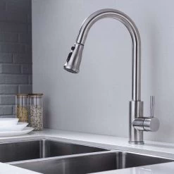 Kitchen Tap Spray Head, 3 Modes Taps Aerator With Control Button Anti-Splash Universal G 1/2 Pull Out Sink Tap Sprayer Attachment Water Saving, Nickel Brushed -Comfort Bathroom Store 58226098 5