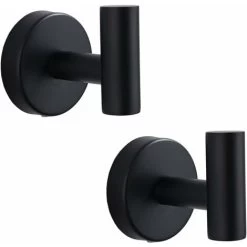 Bathroom Towel Hooks,Wall Mounted Coat Hooks,Matte Black Heavy Duty Robe Hook For Door Cabinet Closet Towel Hook Holder For Bathroom Kitchen Home Garage Hotel Office Bedroom (2pcs Matte Black)