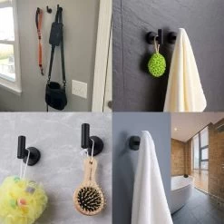 Bathroom Towel Hooks,Wall Mounted Coat Hooks,Matte Black Heavy Duty Robe Hook For Door Cabinet Closet Towel Hook Holder For Bathroom Kitchen Home Garage Hotel Office Bedroom (2pcs Matte Black) -Comfort Bathroom Store 58226326 4