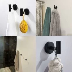 Bathroom Towel Hooks,Wall Mounted Coat Hooks,Matte Black Heavy Duty Robe Hook For Door Cabinet Closet Towel Hook Holder For Bathroom Kitchen Home Garage Hotel Office Bedroom (2pcs Matte Black) -Comfort Bathroom Store 58226326 5