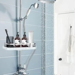 Bathroom Shower Shelf, Homeasy Square Bathroom Shower Storage No Drilling Shower Caddy Hanging Shower Holder For Shampoo Shower Tidy Hanging With Buckle And Shower Head Hook Suit 19mm-25mm Shower Rail -Comfort Bathroom Store 58242610 3