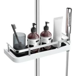 Bathroom Shower Shelf, Homeasy Square Bathroom Shower Storage No Drilling Shower Caddy Hanging Shower Holder For Shampoo Shower Tidy Hanging With Buckle And Shower Head Hook Suit 19mm-25mm Shower Rail -Comfort Bathroom Store 58242610 5