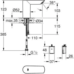 Grohe Bau Cosmopolitan E Set Of 2 Infra-red Electronic Basin Taps 1/2″, Chrome (36452000-DUO) -Comfort Bathroom Store 58337763 5