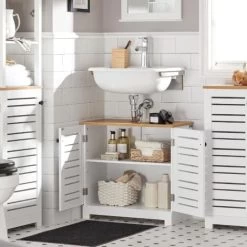 SoBuy Bathroom Under Sink Cabinet Vanity Unit,BZR40-W -Comfort Bathroom Store 58370522 4