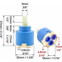 Replacement Ceramic Cartridge, Ceramic For Mixer Tap, Ceramic Cartridge For Kitchen Or Bathroom 35 Mm, Blue -Comfort Bathroom Store 58408104 4