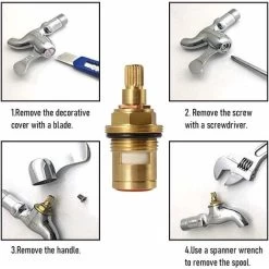 2 Pieces Ceramic Faucet Replacement Cartridge 20 Steps Universal Brass Faucet Replacement With Screw Replacement For Kitchen Home Bathroom Faucet Parts -Comfort Bathroom Store 58408294 4