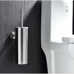 Stainless Steel Toilet Brush, Wall Mounted Toilet Brush Set, Long Handle Toilet Brush -Comfort Bathroom Store 58421504 3