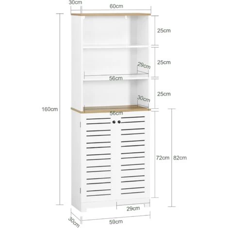 SoBuy Bathroom Tall Cabinet Tall Cupboard Bathroom Storage Cabinet,BZR44-W 5 SoBuy Bathroom Tall Cabinet Tall Cupboard Bathroom Storage Cabinet,BZR44-W - Image 3